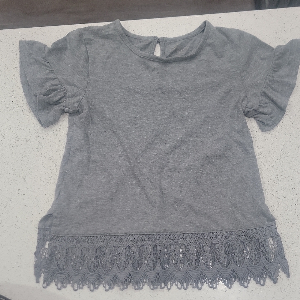 Arizona Jean Company Gray Kids Top with Lace Trim